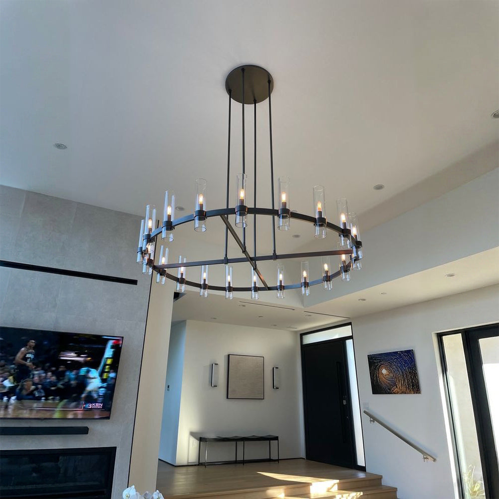 60 Inch Cylinder Glass Candle Round Chandelier - Ravelle