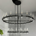 72 Inch Cylinder Glass Two-Tier Candle Chandelier - Ravelle