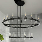 72 Inch Cylinder Glass Two-Tier Candle Chandelier - Ravelle