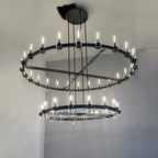 72 Inch Cylinder Glass Two-Tier Candle Chandelier - Ravelle