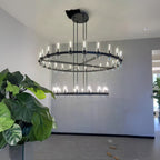 72 Inch Cylinder Glass Two-Tier Candle Chandelier - Ravelle