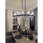 36 Inch Cylindrical Glass Candle Round Chandelier - Ravelle