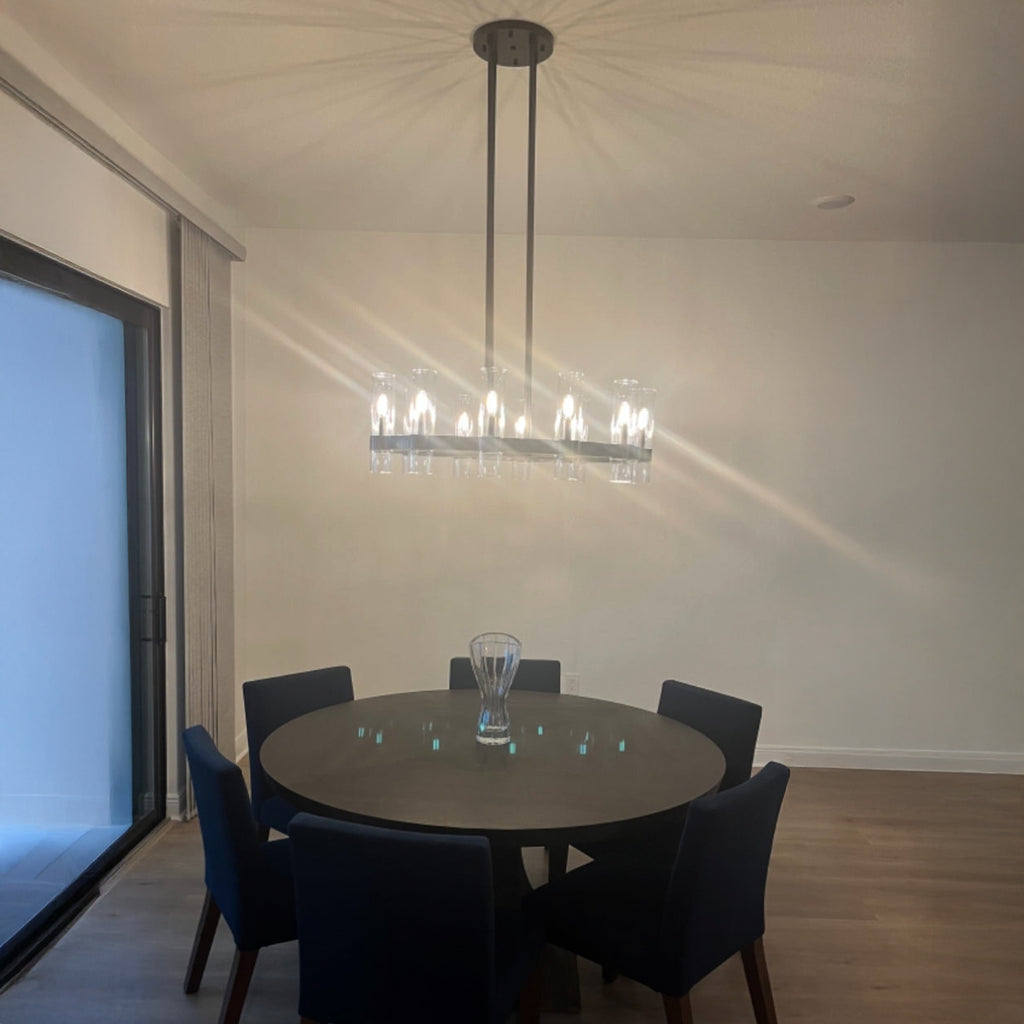 36 Inch Cylindrical Glass Candle Round Chandelier - Ravelle
