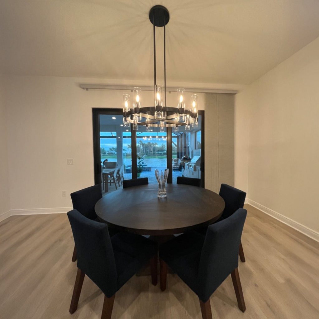 36 Inch Cylindrical Glass Candle Round Chandelier - Ravelle