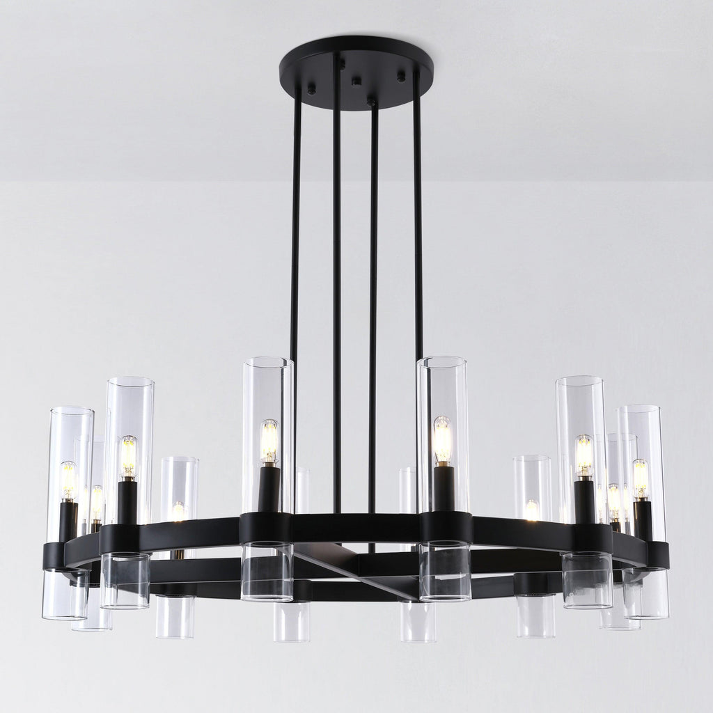 36 Inch Cylindrical Glass Candle Round Chandelier - Ravelle