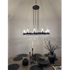 36 Inch Cylindrical Glass Candle Round Chandelier - Ravelle