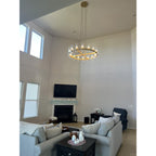 48 Inch Cylindrical Glass Candle Round Chandelier - Ravelle