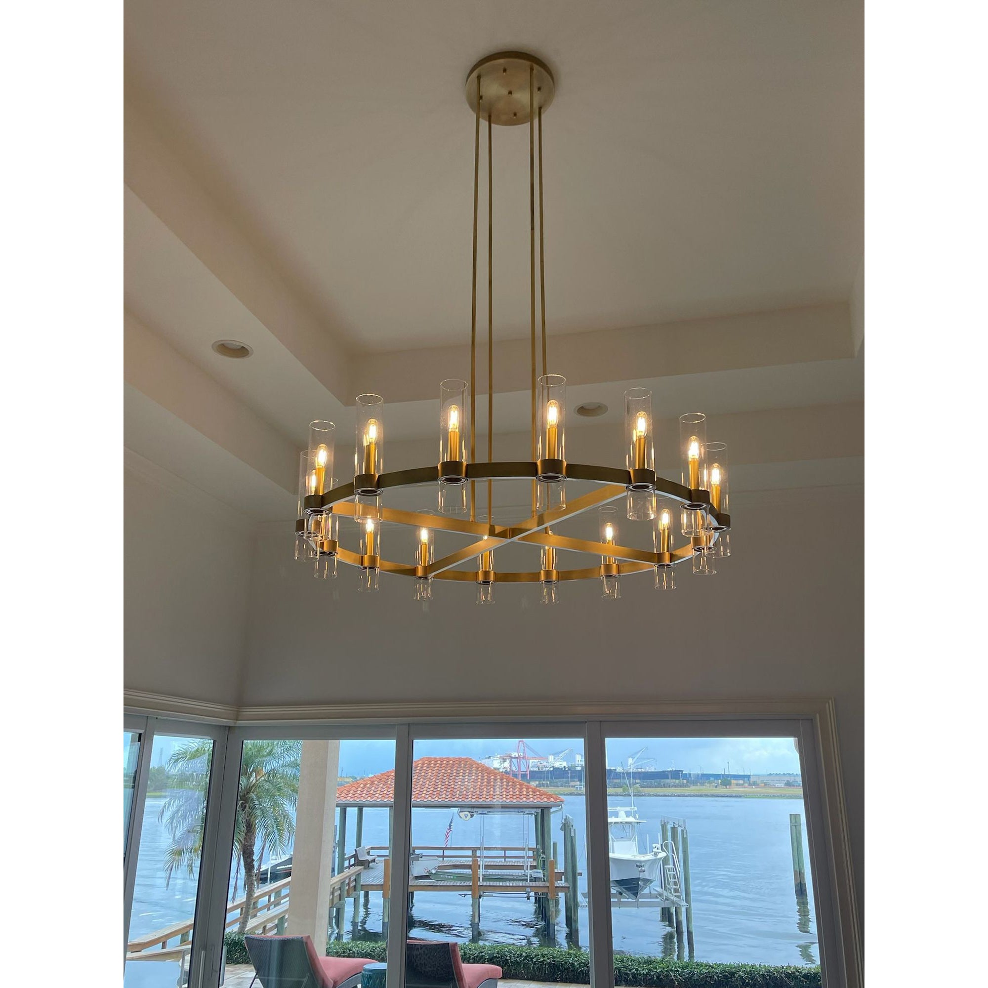 48 Inch Cylindrical Glass Candle Round Chandelier - Ravelle
