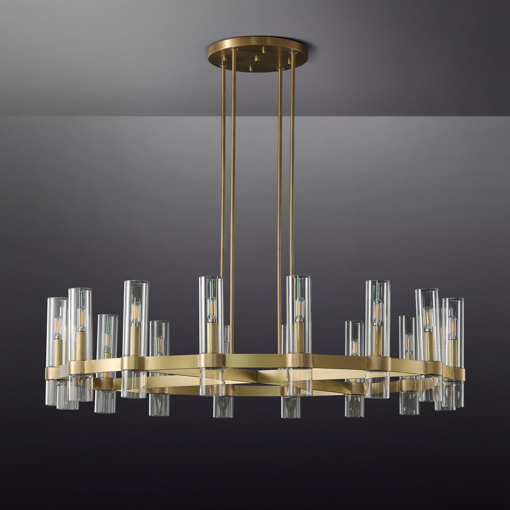 48 Inch Cylindrical Glass Candle Round Chandelier - Ravelle