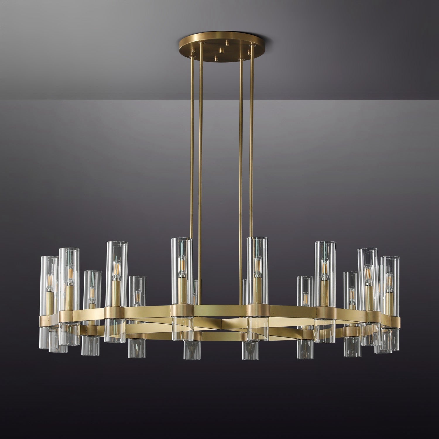 48 Inch Cylindrical Glass Candle Round Chandelier - Ravelle