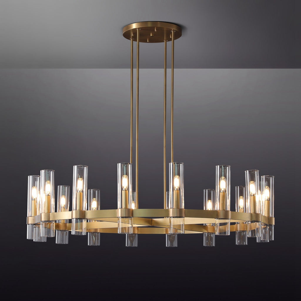 48 Inch Cylindrical Glass Candle Round Chandelier - Ravelle