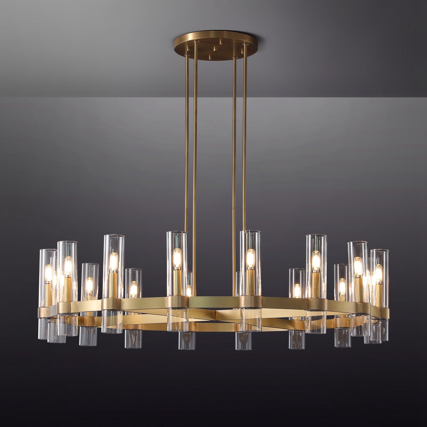 48 Inch Cylindrical Glass Candle Round Chandelier - Ravelle