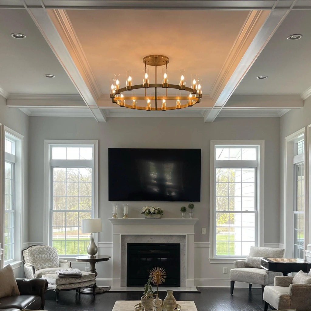 48 Inch Cylinder Glass Candle Round Chandelier - Ravelle