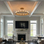 48 Inch Cylinder Glass Candle Round Chandelier - Ravelle