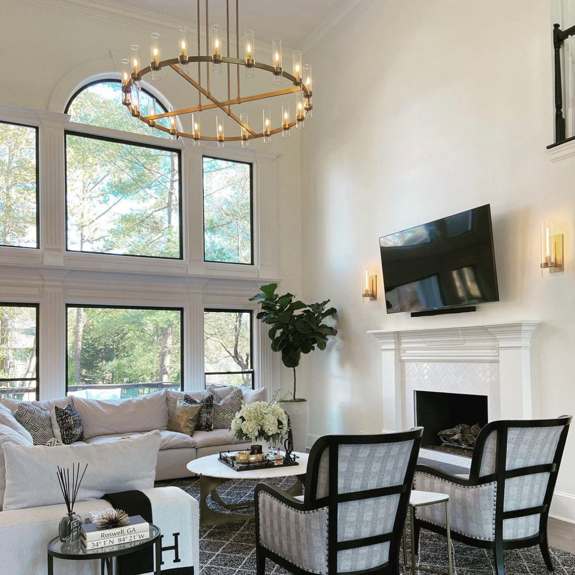 60 Inch Cylindrical Glass Candle Round Chandelier - Ravelle