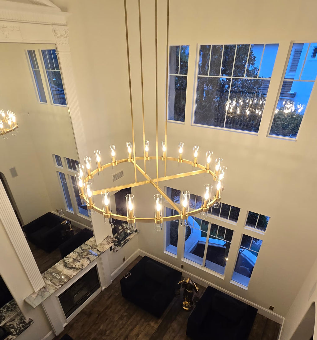 60 Inch Cylindrical Glass Candle Round Chandelier - Ravelle