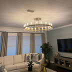 60 Inch Cylindrical Glass Candle Round Chandelier - Ravelle