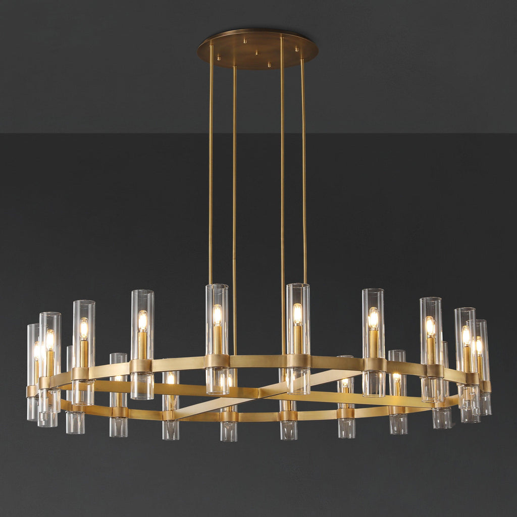 60 Inch Cylindrical Glass Candle Round Chandelier - Ravelle