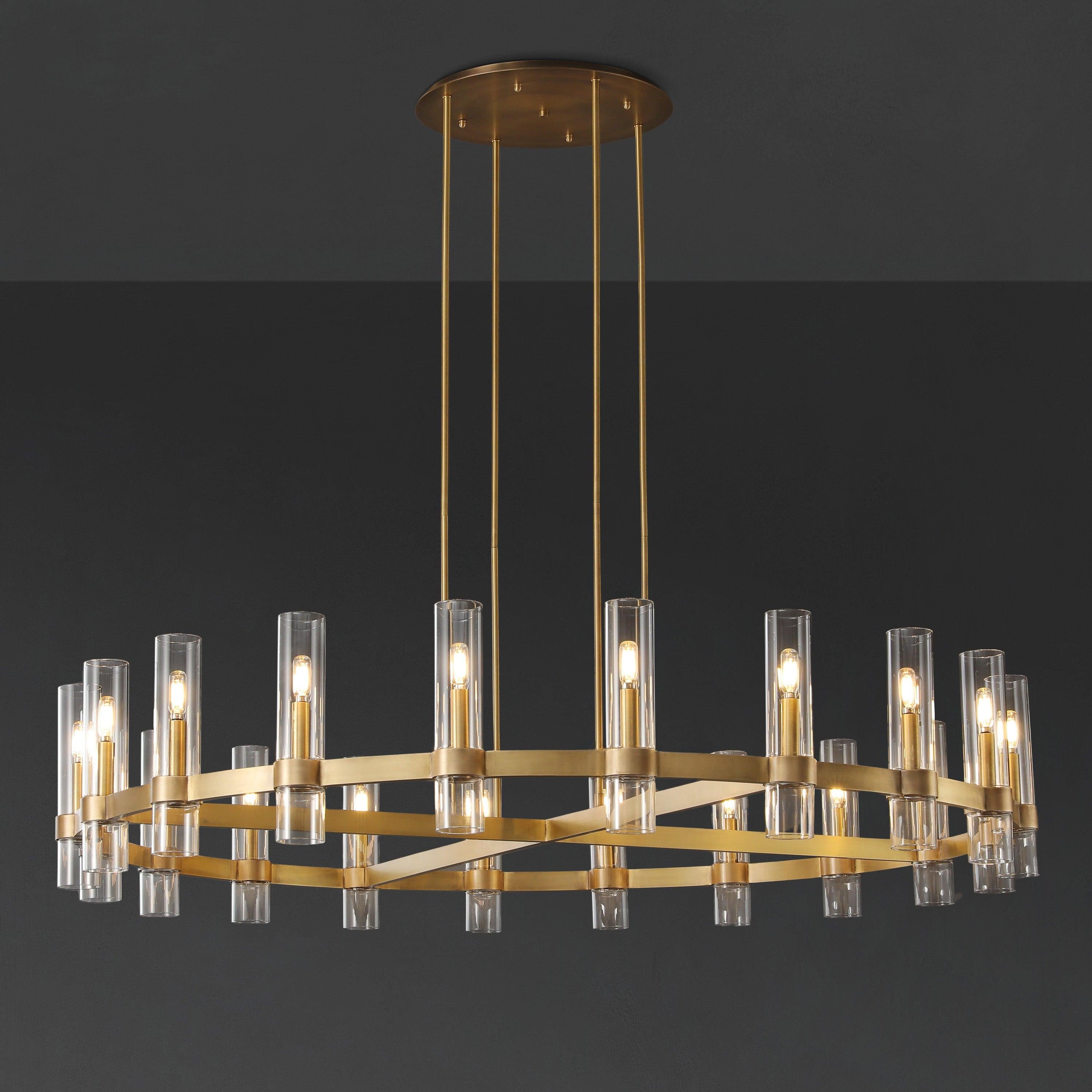 60 Inch Cylindrical Glass Candle Round Chandelier - Ravelle