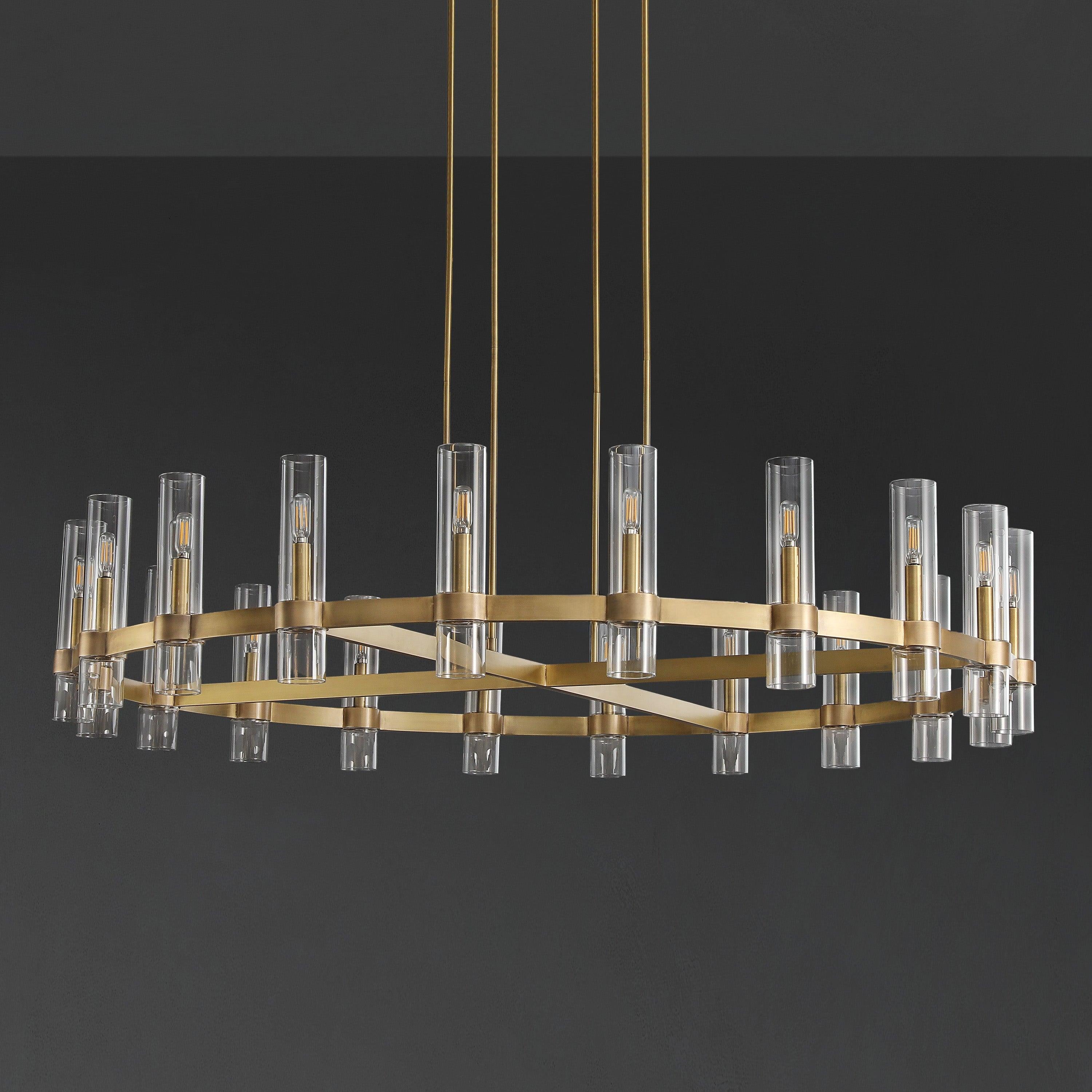 60 Inch Cylindrical Glass Candle Round Chandelier - Ravelle