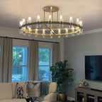 60 Inch Cylindrical Glass Candle Round Chandelier - Ravelle