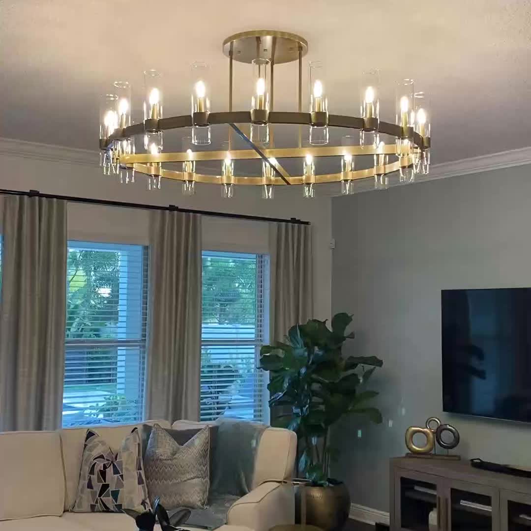 60 Inch Cylindrical Glass Candle Round Chandelier - Ravelle