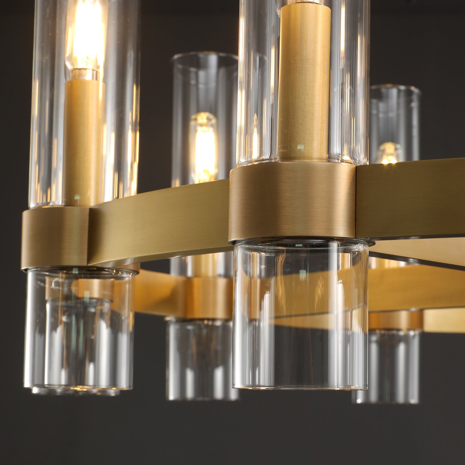 36 Inch Cylindrical Glass Candle Round Chandelier - Ravelle