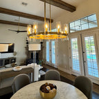 36 Inch Cylindrical Glass Candle Round Chandelier - Ravelle