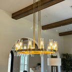 36 Inch Cylindrical Glass Candle Round Chandelier - Ravelle
