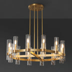 36 Inch Cylindrical Glass Candle Round Chandelier - Ravelle