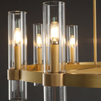 36 Inch Cylindrical Glass Candle Round Chandelier - Ravelle