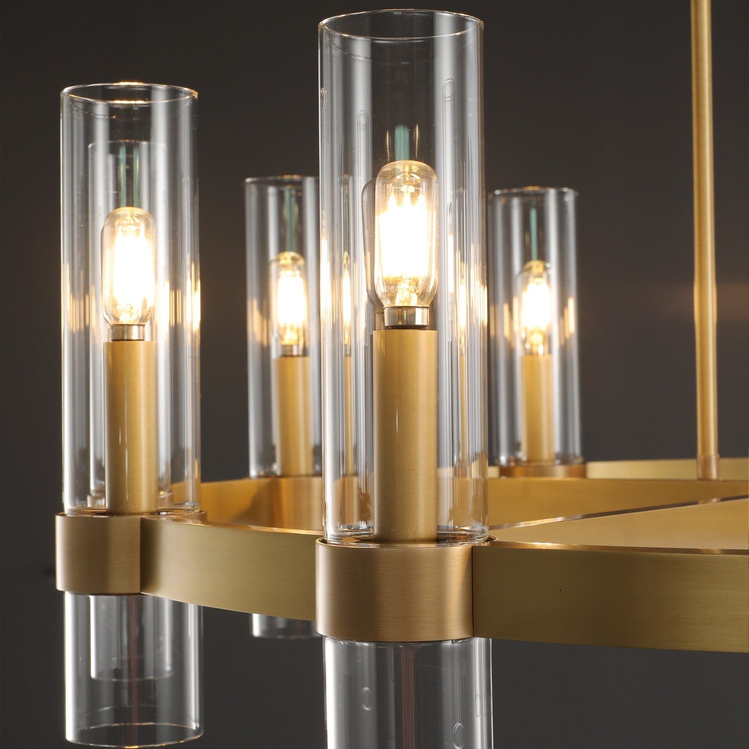 36 Inch Cylindrical Glass Candle Round Chandelier - Ravelle
