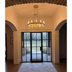 36 Inch Cylindrical Glass Candle Round Chandelier - Ravelle