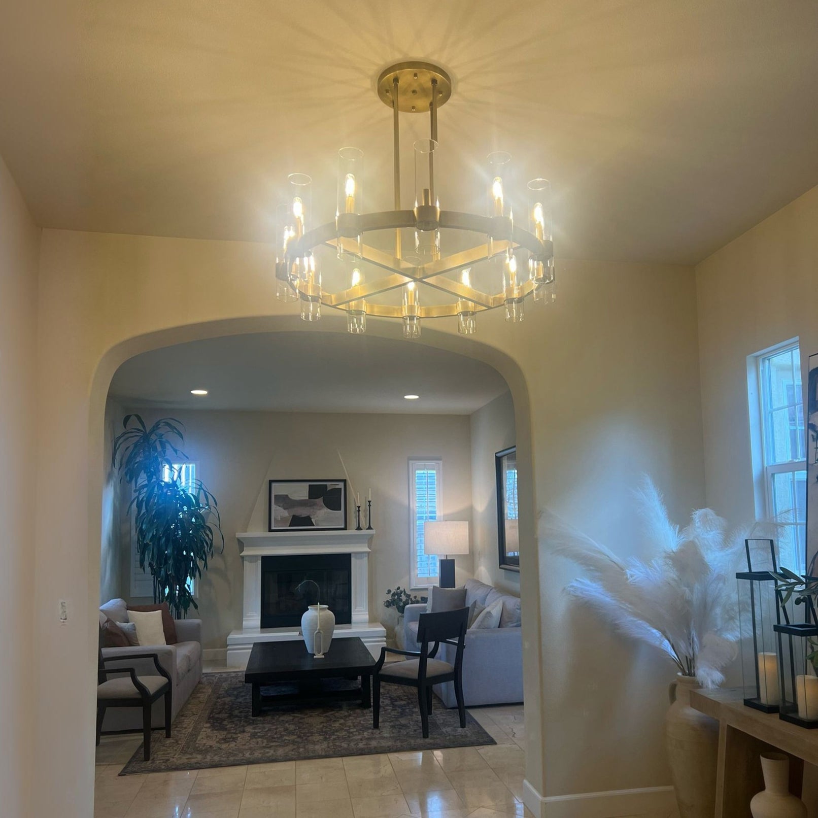 36 Inch Cylinder Glass Round Candle Chandelier - Ravelle