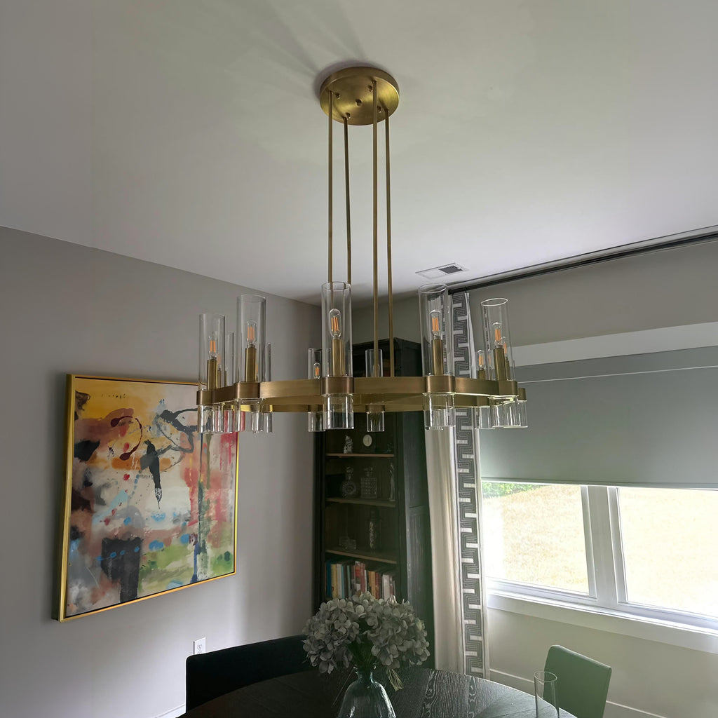 36 Inch Cylinder Glass Round Candle Chandelier - Ravelle