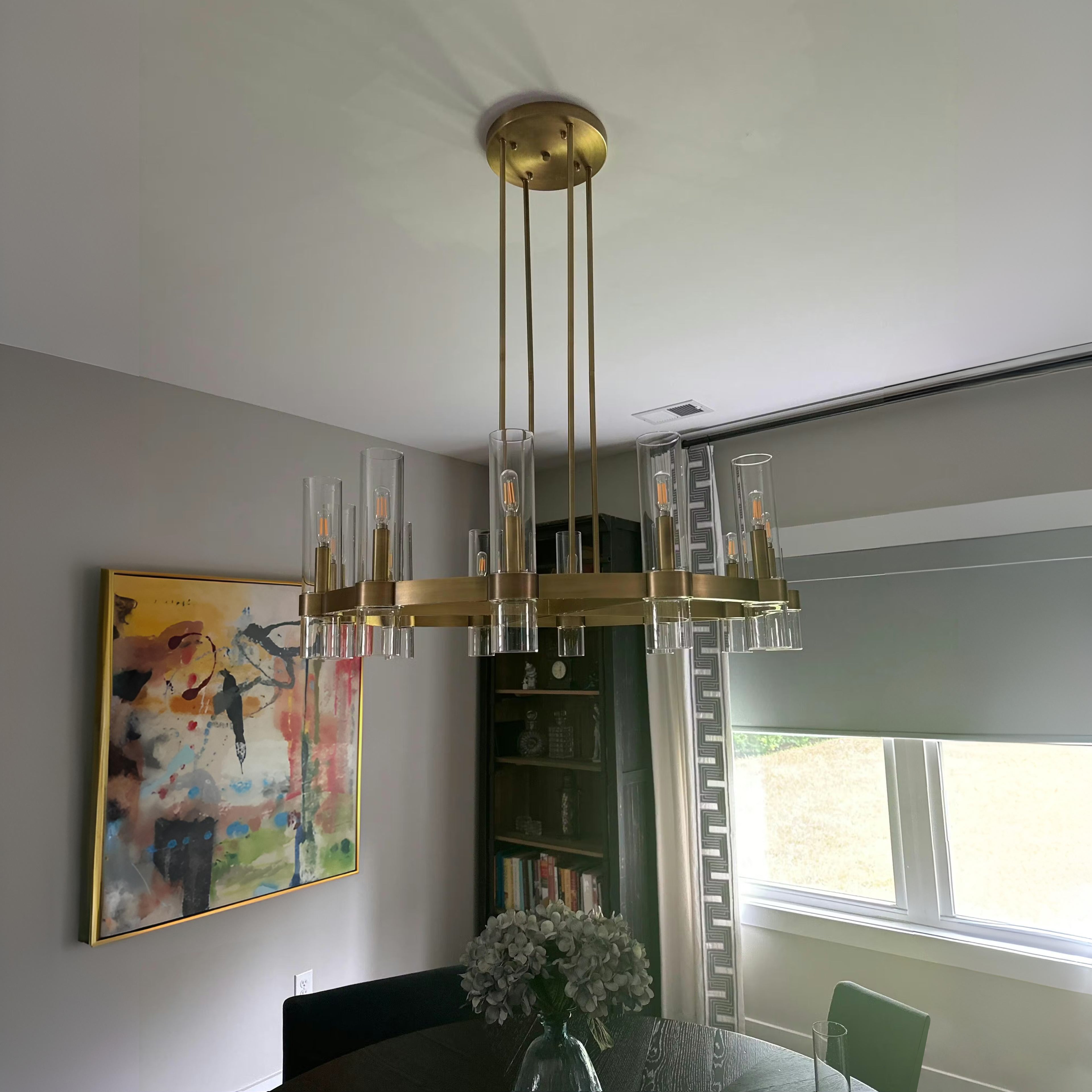 36 Inch Cylinder Glass Round Candle Chandelier - Ravelle