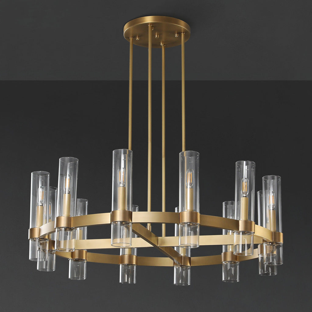 36 Inch Cylindrical Glass Candle Round Chandelier - Ravelle