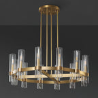 36 Inch Cylindrical Glass Candle Round Chandelier - Ravelle