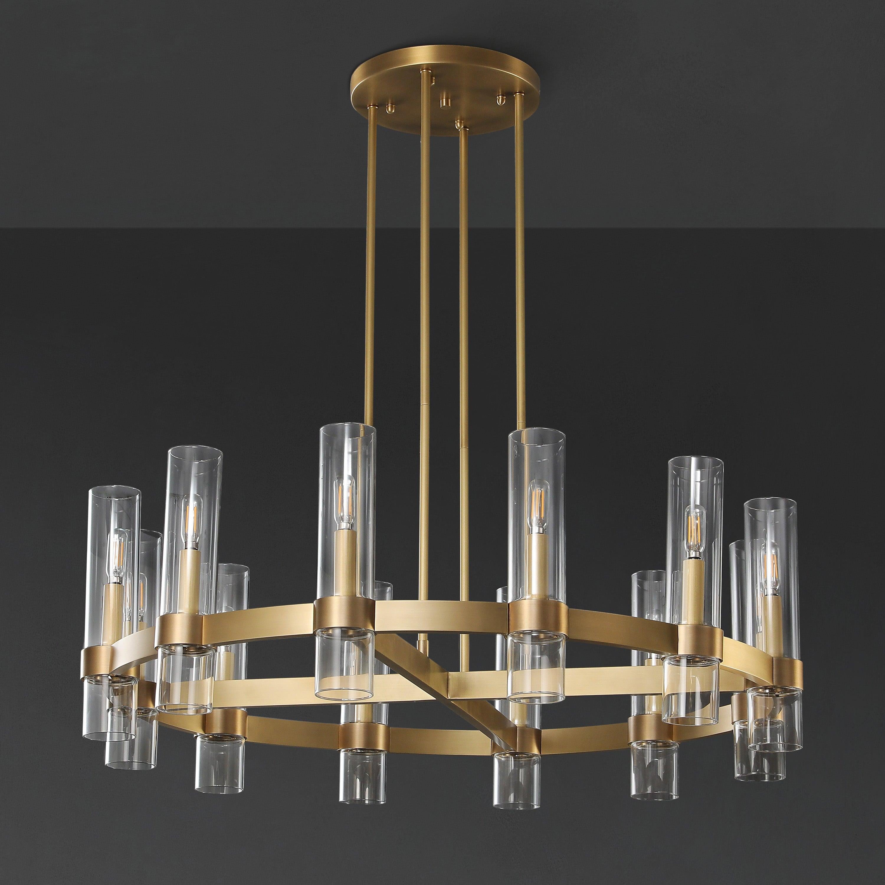 36 Inch Cylindrical Glass Candle Round Chandelier - Ravelle