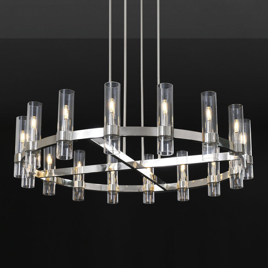 48 Inch Cylindrical Glass Candle Round Chandelier - Ravelle