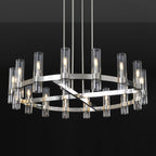 48 Inch Cylindrical Glass Candle Round Chandelier - Ravelle