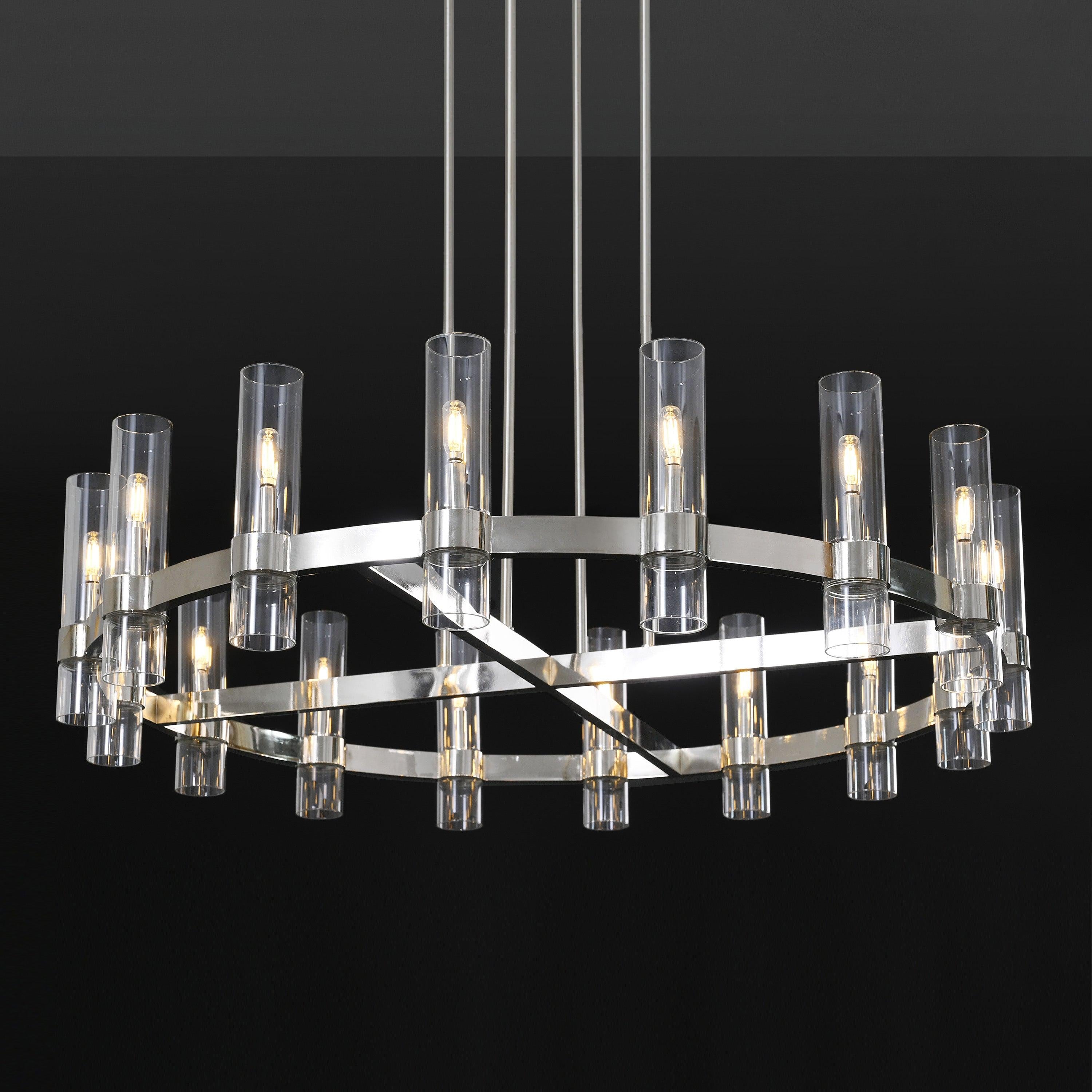 48 Inch Cylindrical Glass Candle Round Chandelier - Ravelle