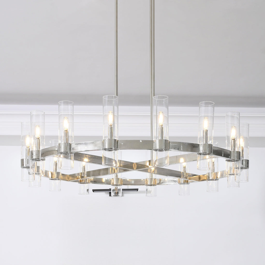 48 Inch Cylindrical Glass Candle Round Chandelier - Ravelle