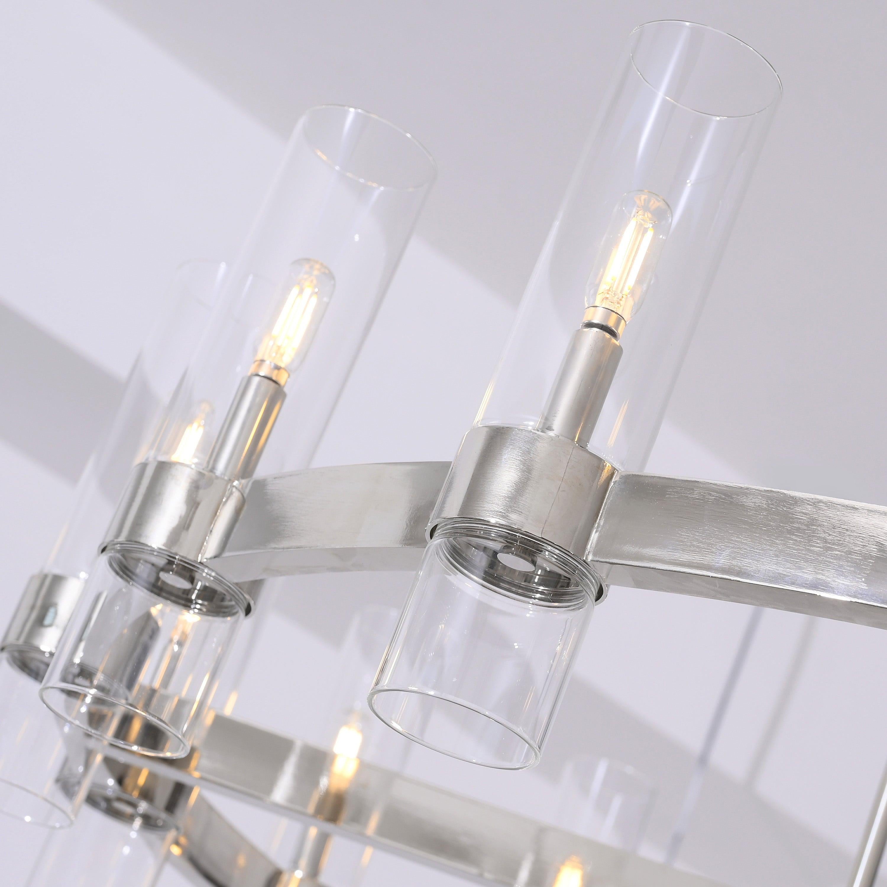 48 Inch Cylindrical Glass Candle Round Chandelier - Ravelle