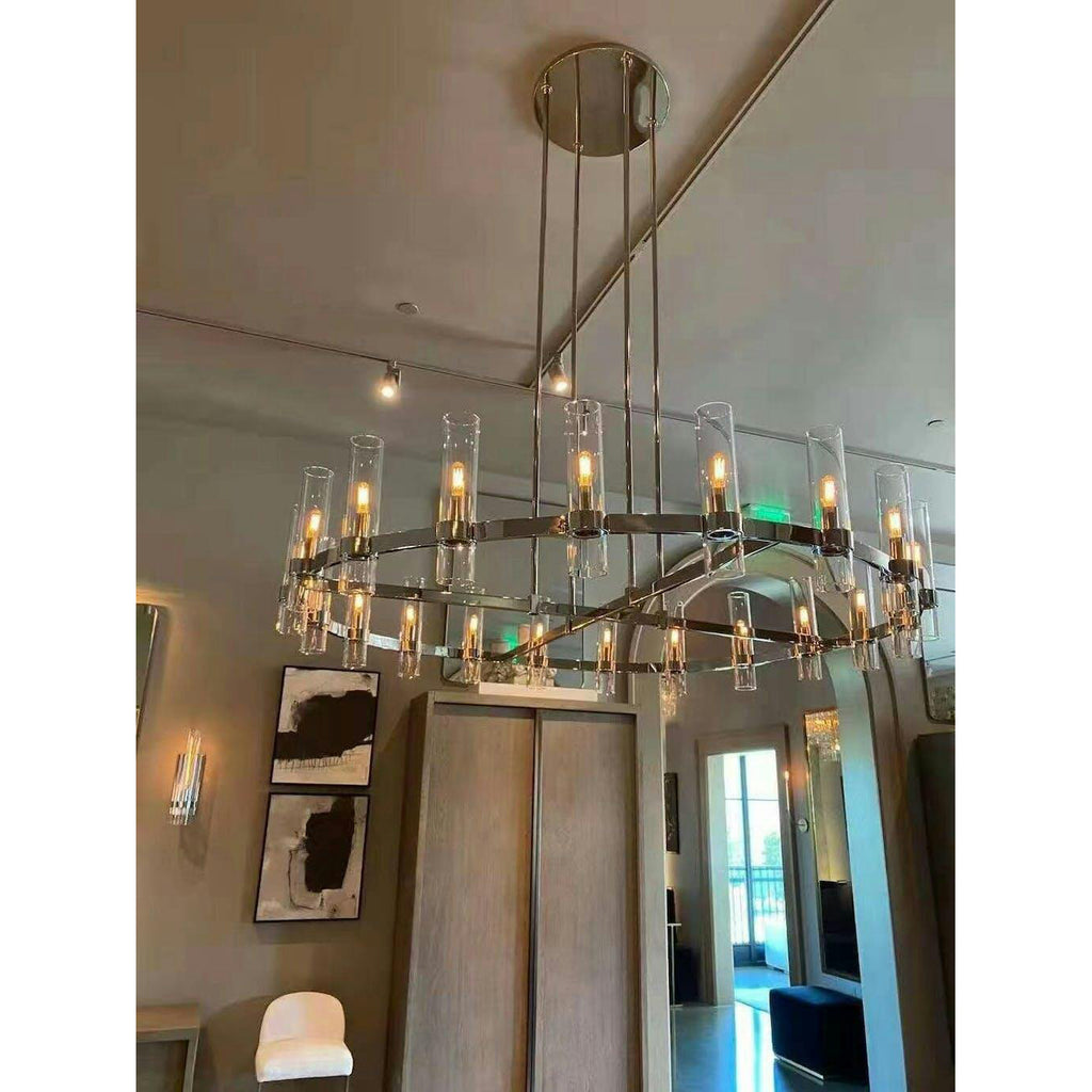 60 Inch Cylindrical Glass Candle Round Chandelier - Ravelle