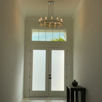 36 Inch Cylindrical Glass Candle Round Chandelier - Ravelle