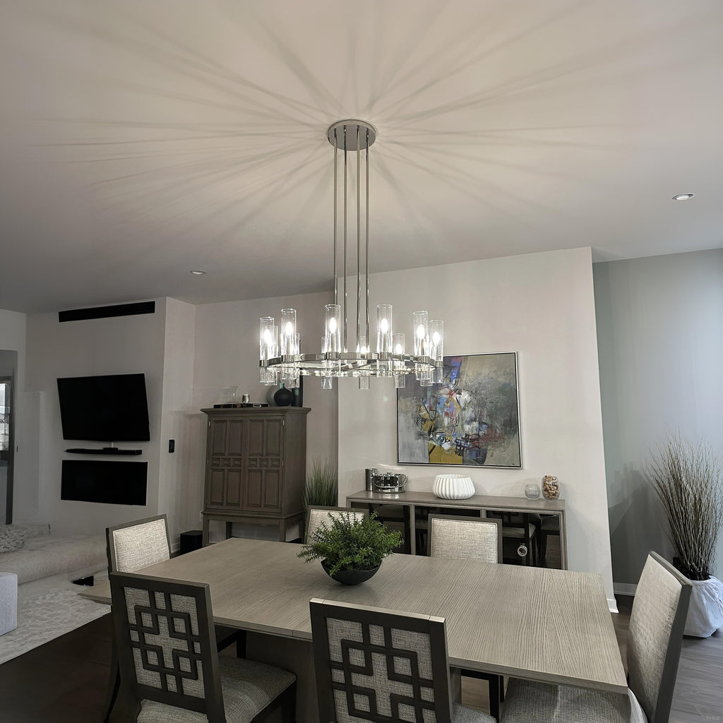 36 Inch Cylindrical Glass Candle Round Chandelier - Ravelle