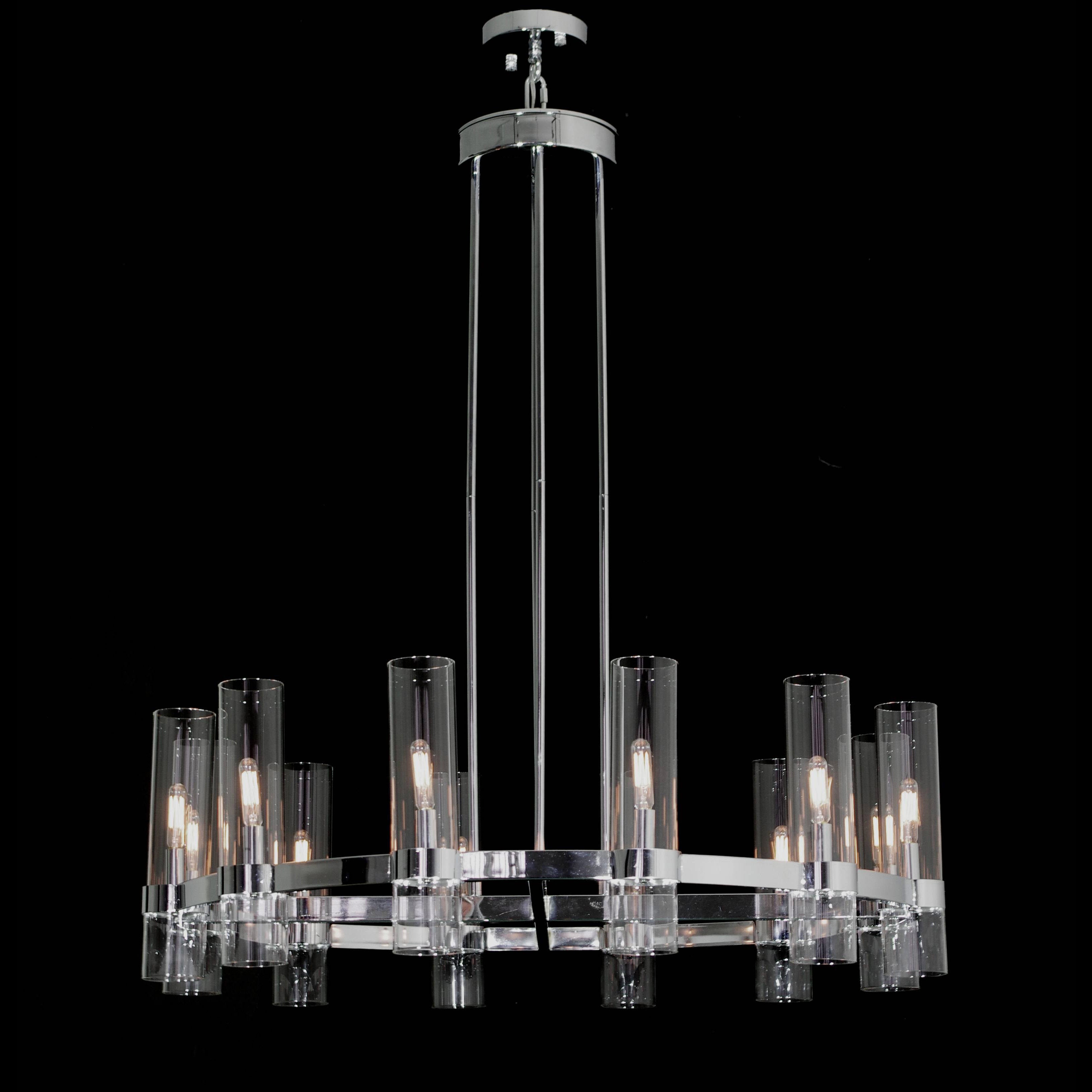 36 Inch Cylindrical Glass Candle Round Chandelier - Ravelle
