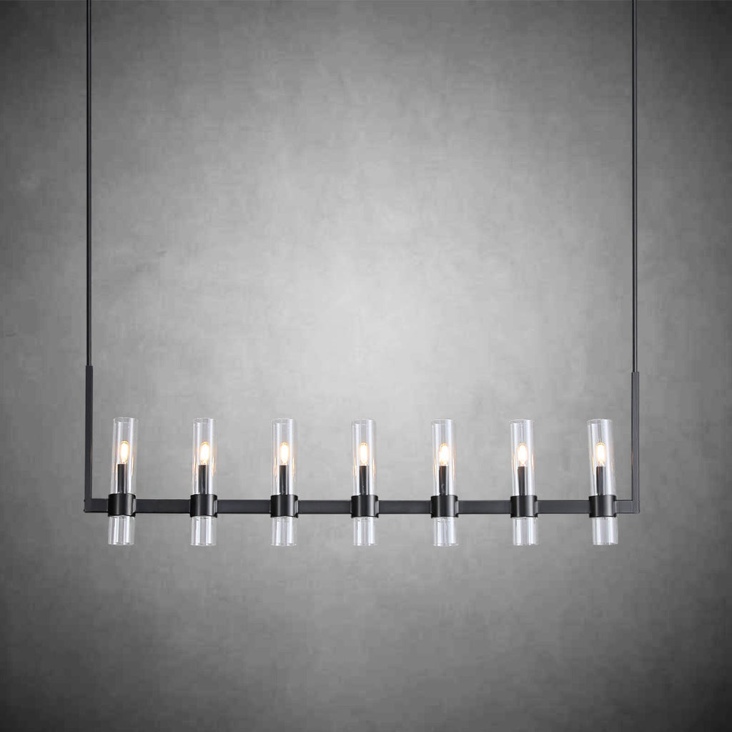 54 Inch Cylindrical Glass Candle Linear Chandelier - Ravelle