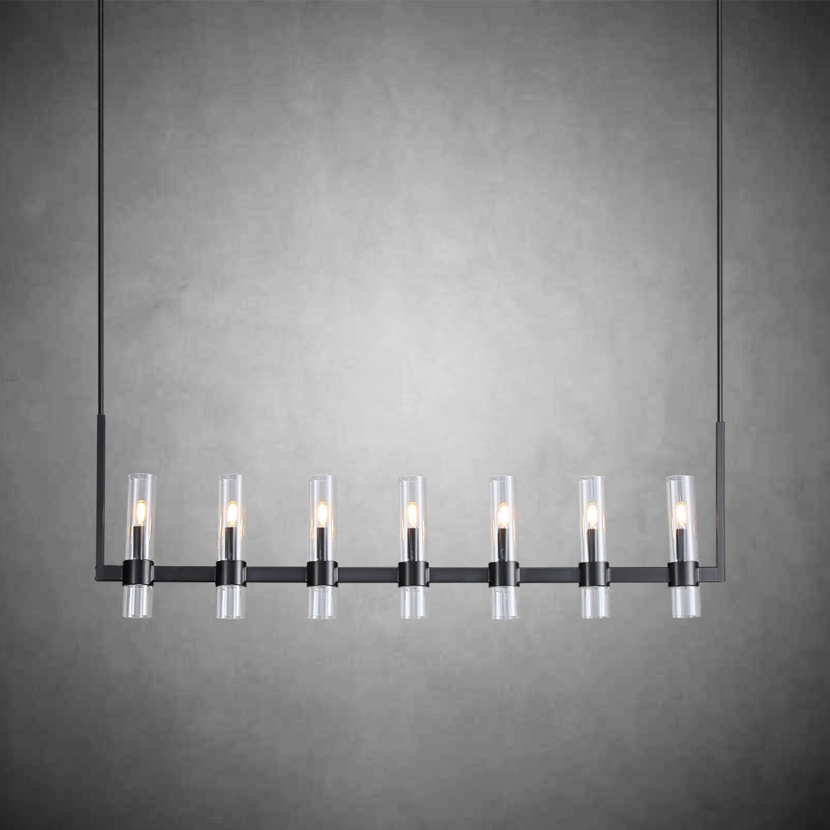 54 Inch Cylindrical Glass Candle Linear Chandelier - Ravelle
